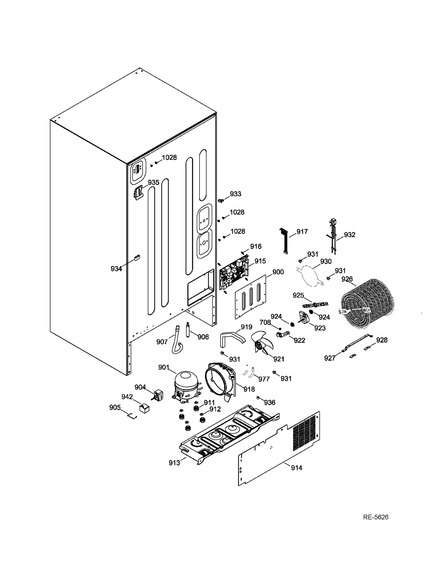SEALED SYSTEM & MOTHERBOARD Diagram and Parts List for GDR20DTEARBB  General Electric Refrigerator