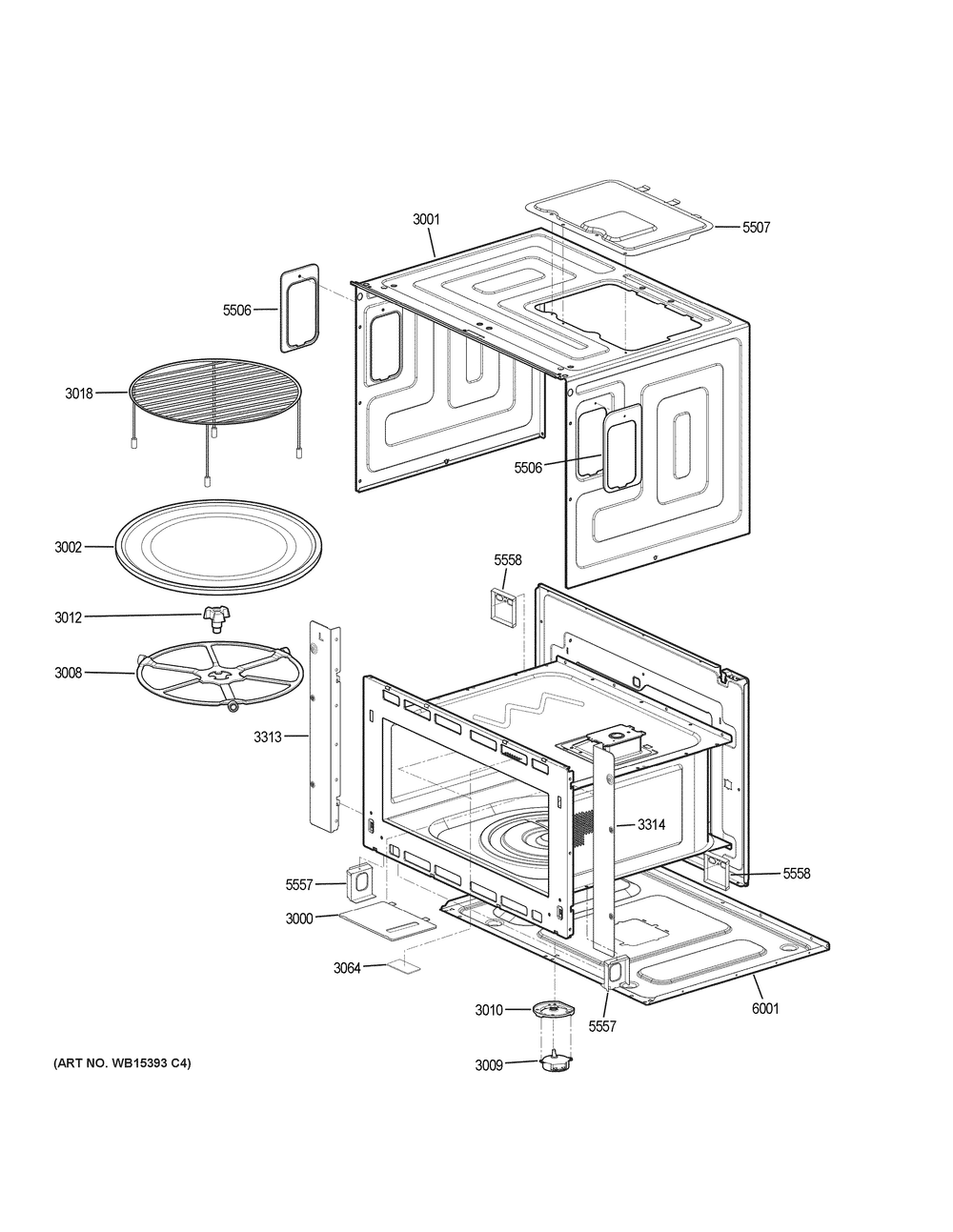 Oven Cavity Parts Diagram and Parts List for PK7800SK8SS  General Electric Wall Oven