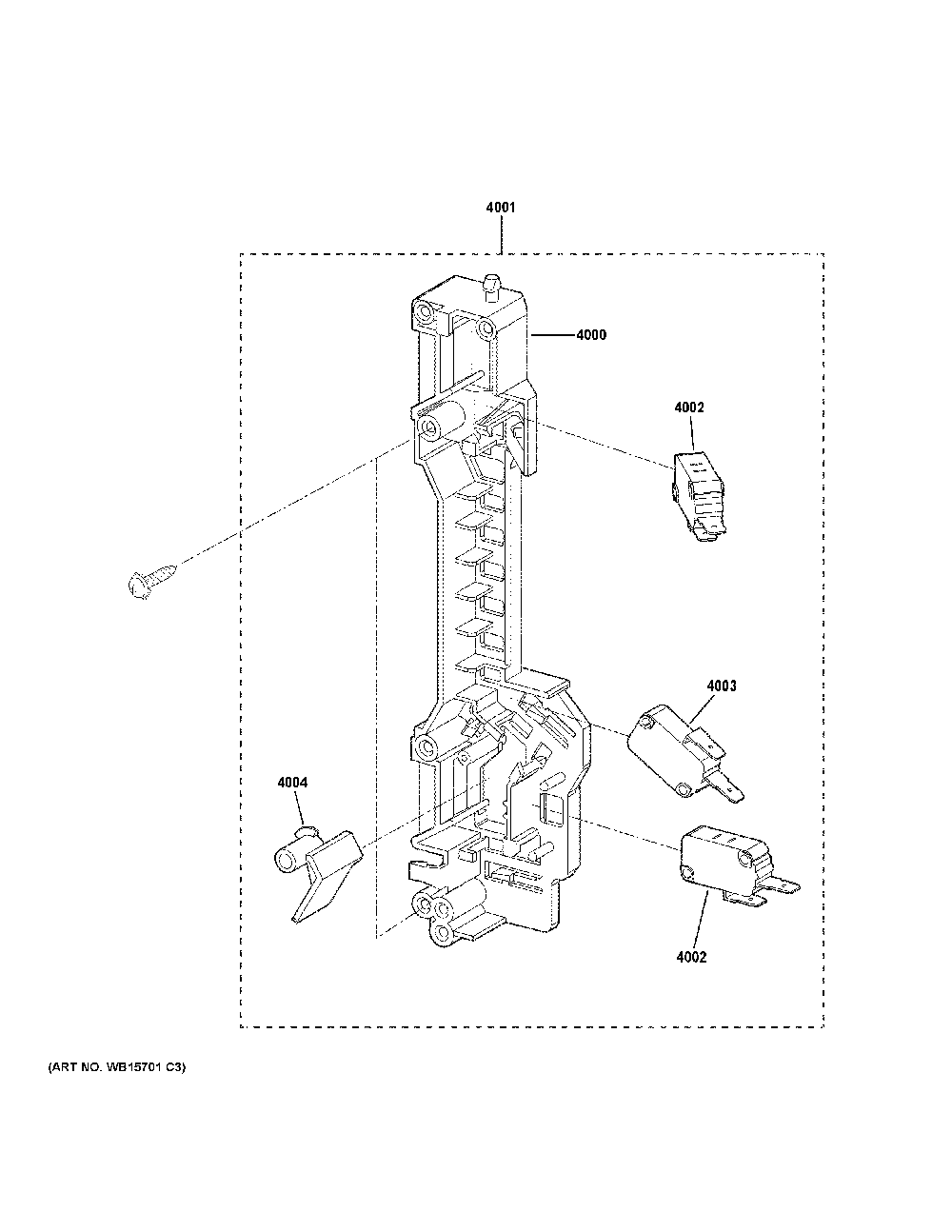 Latch Board Parts Diagram and Parts List for QVM7167RN8SS  General Electric Microwave