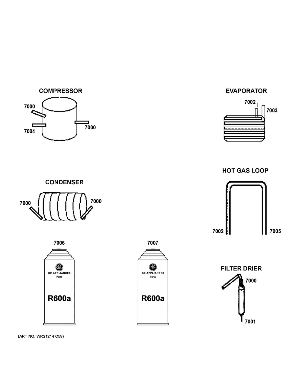 Lokring Connectors Diagram and Parts List for UCC15NPRCII  General Electric Ice Maker
