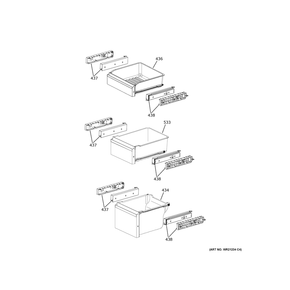 Convertible Shelves 3 Diagram and Parts List for PHD23BYWBFS  General Electric Refrigerator