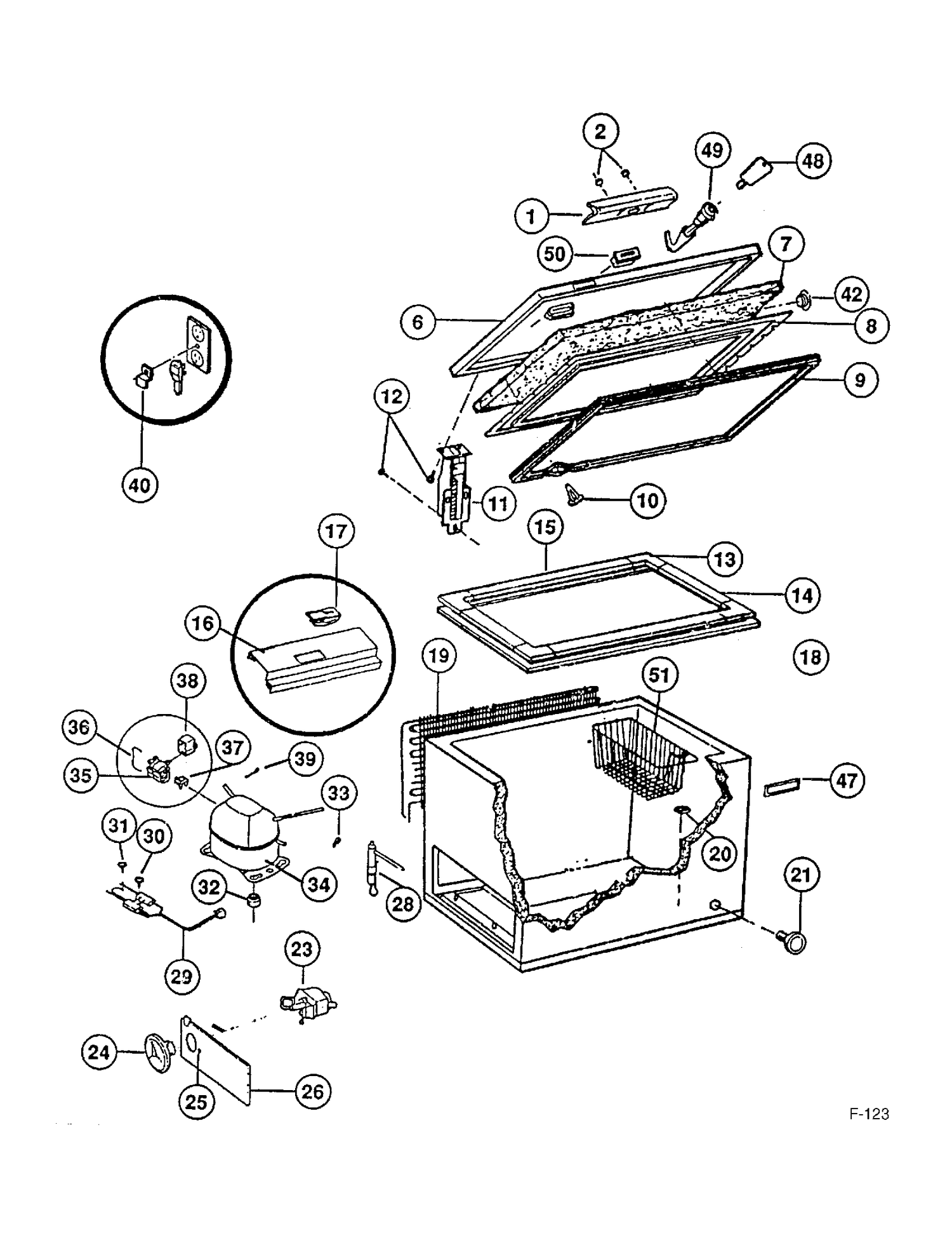 FREEZER Diagram and Parts List for 80950  General Electric Freezer