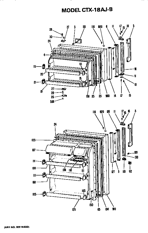 Doors Diagram and Parts List for CTX18AJBR  Hotpoint Refrigerator