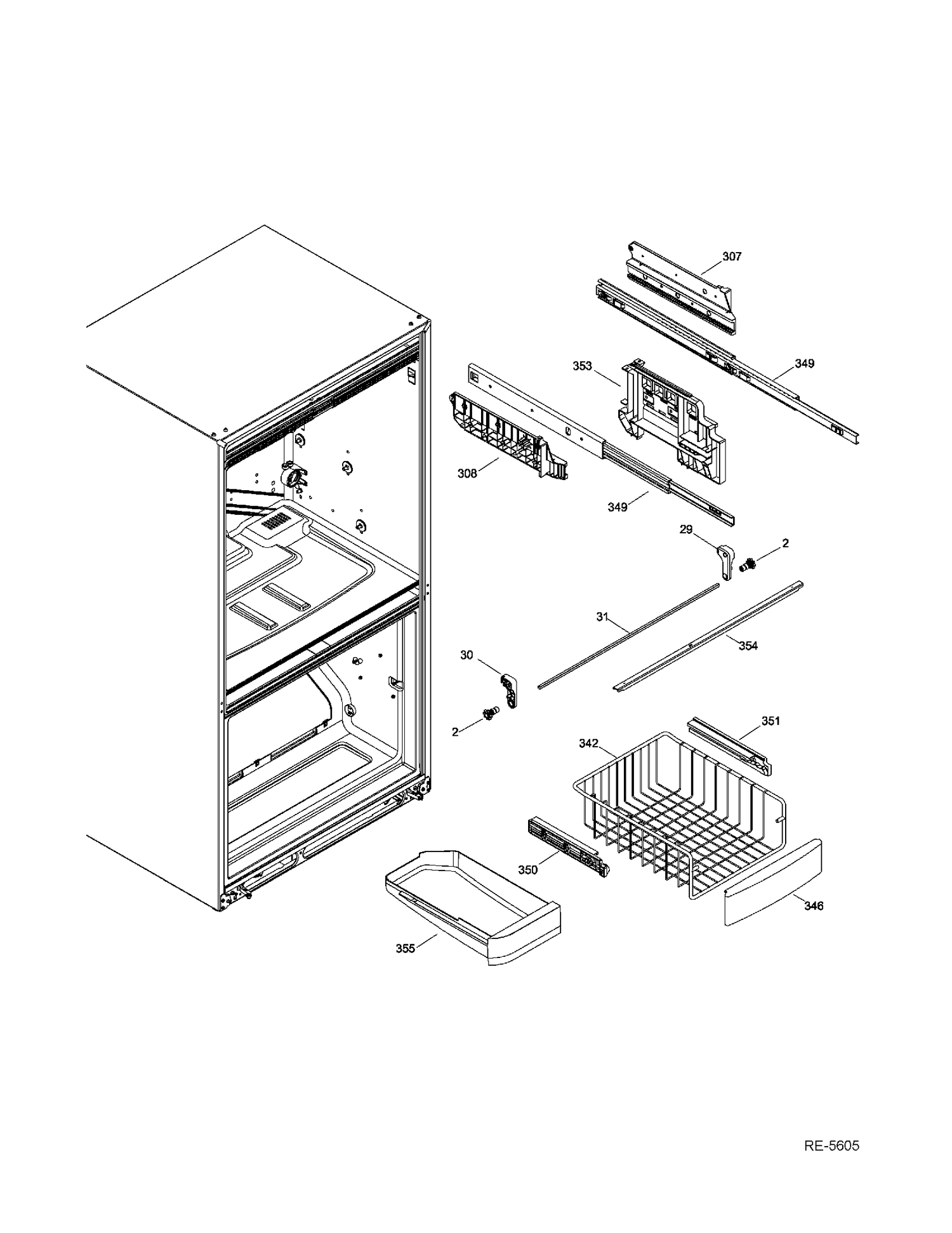 FZ BASKETS Diagram and Parts List for PDR20KGEARWW  General Electric Refrigerator