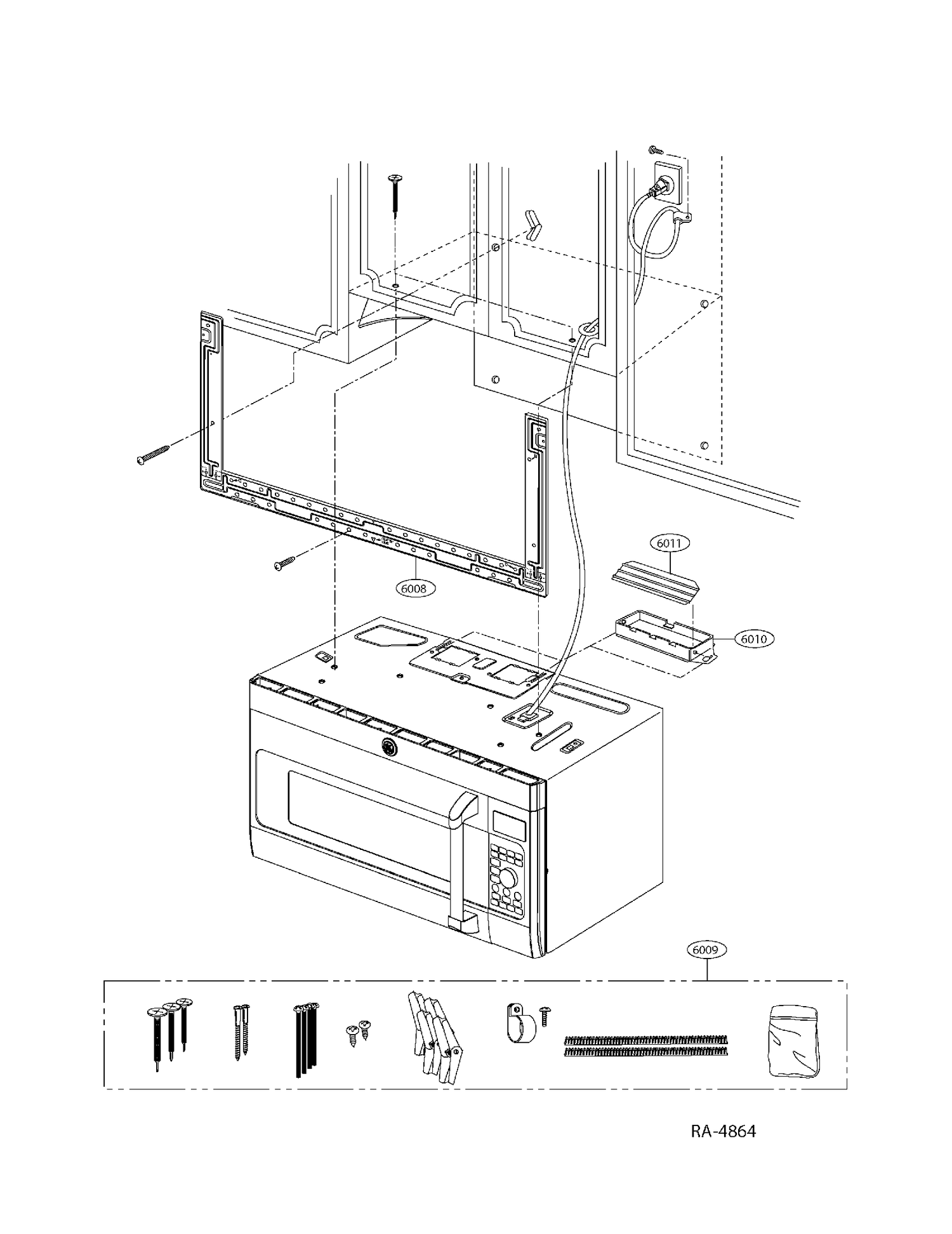 INSTALLATION PARTS Diagram and Parts List for CVM1790SSSSC01  General Electric Microwave