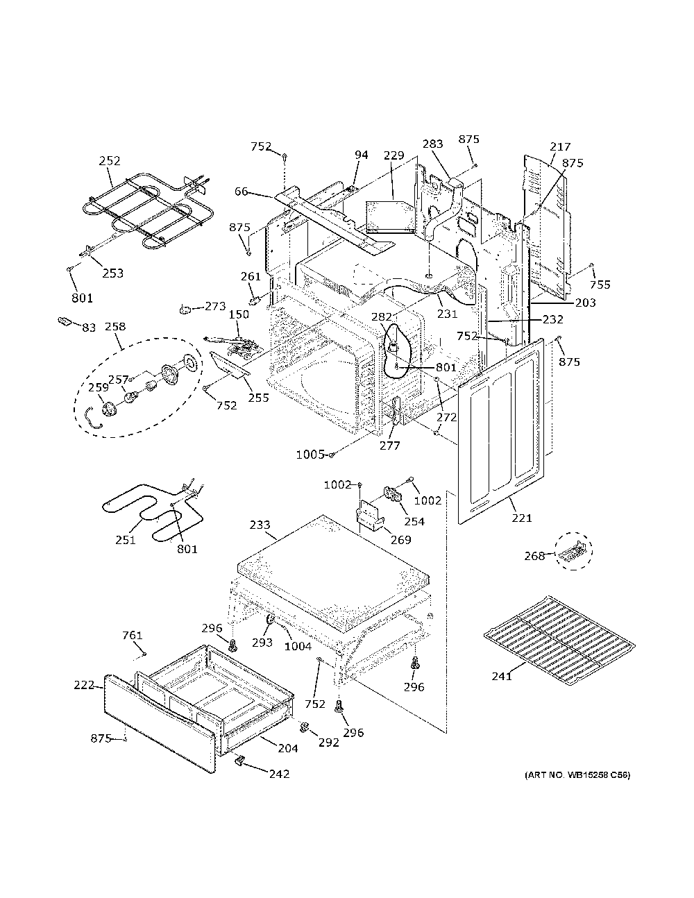 Body Parts Diagram and Parts List for JB655DK6WW  General Electric Range