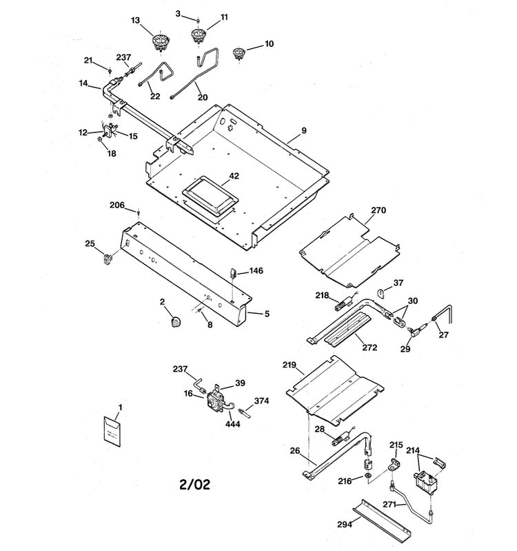 Gas & Burner Parts Diagram and Parts List for JGBP32WEF1WW  General Electric Range