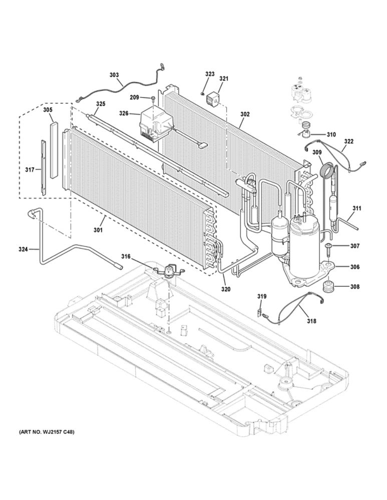 Sealed System Diagram and Parts List for AZ65H12EADW5  General Electric Air Conditioner