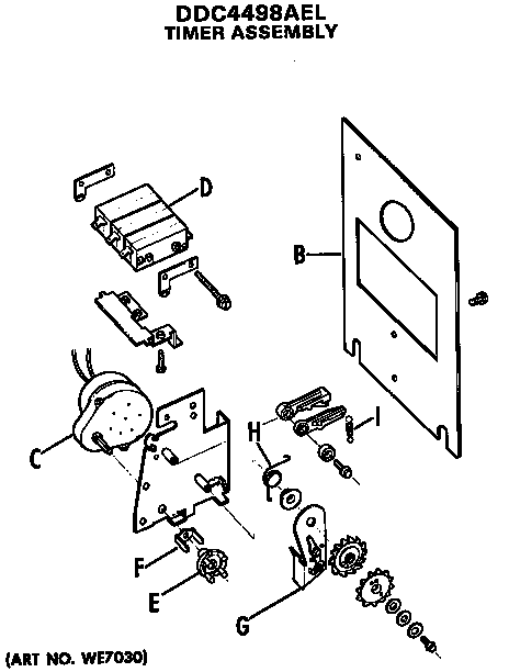 Timer Assembly Diagram and Parts List for DDC4498AEL  General Electric Dryer