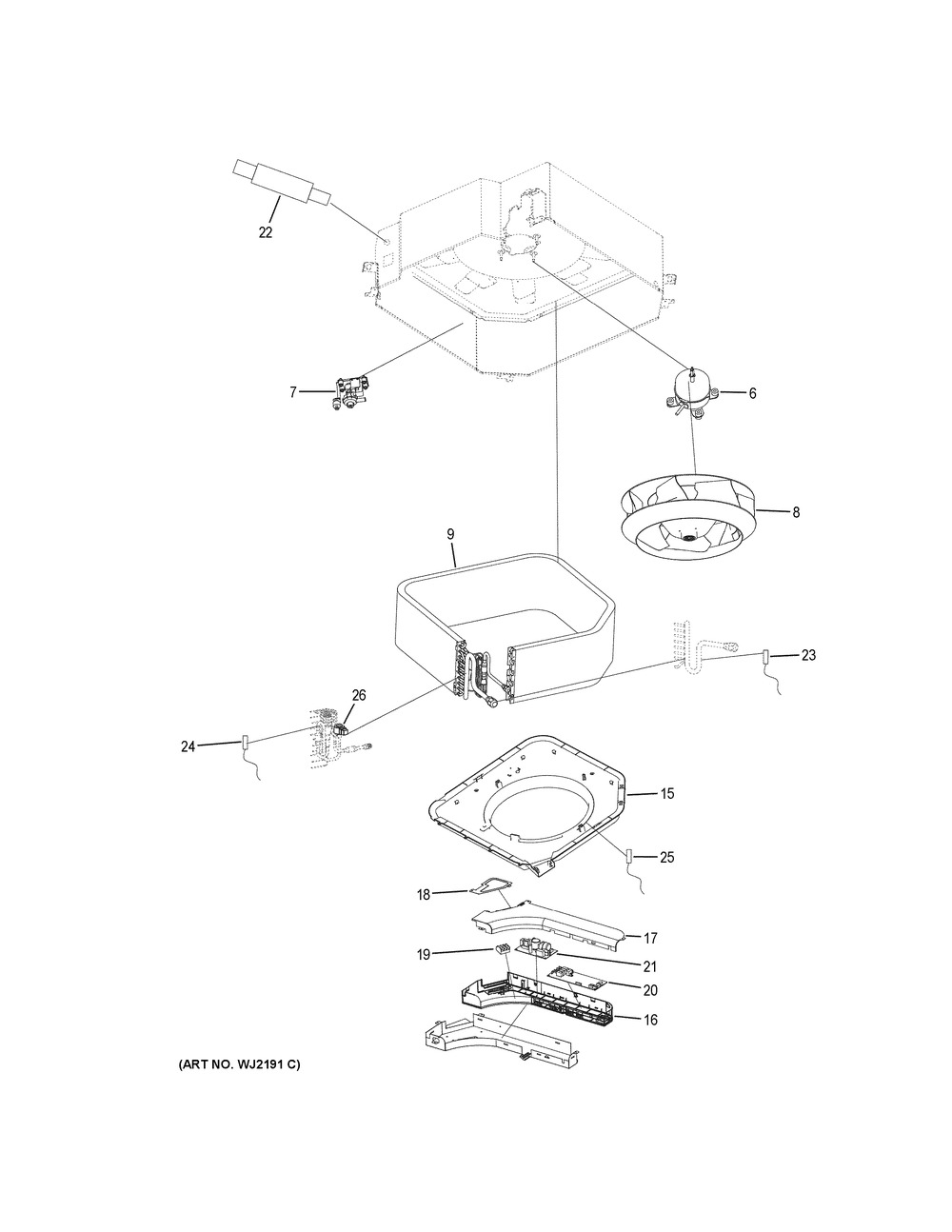 Room Air Conditioner Diagram and Parts List for MVAL018MV2AA  General Electric Air Conditioner