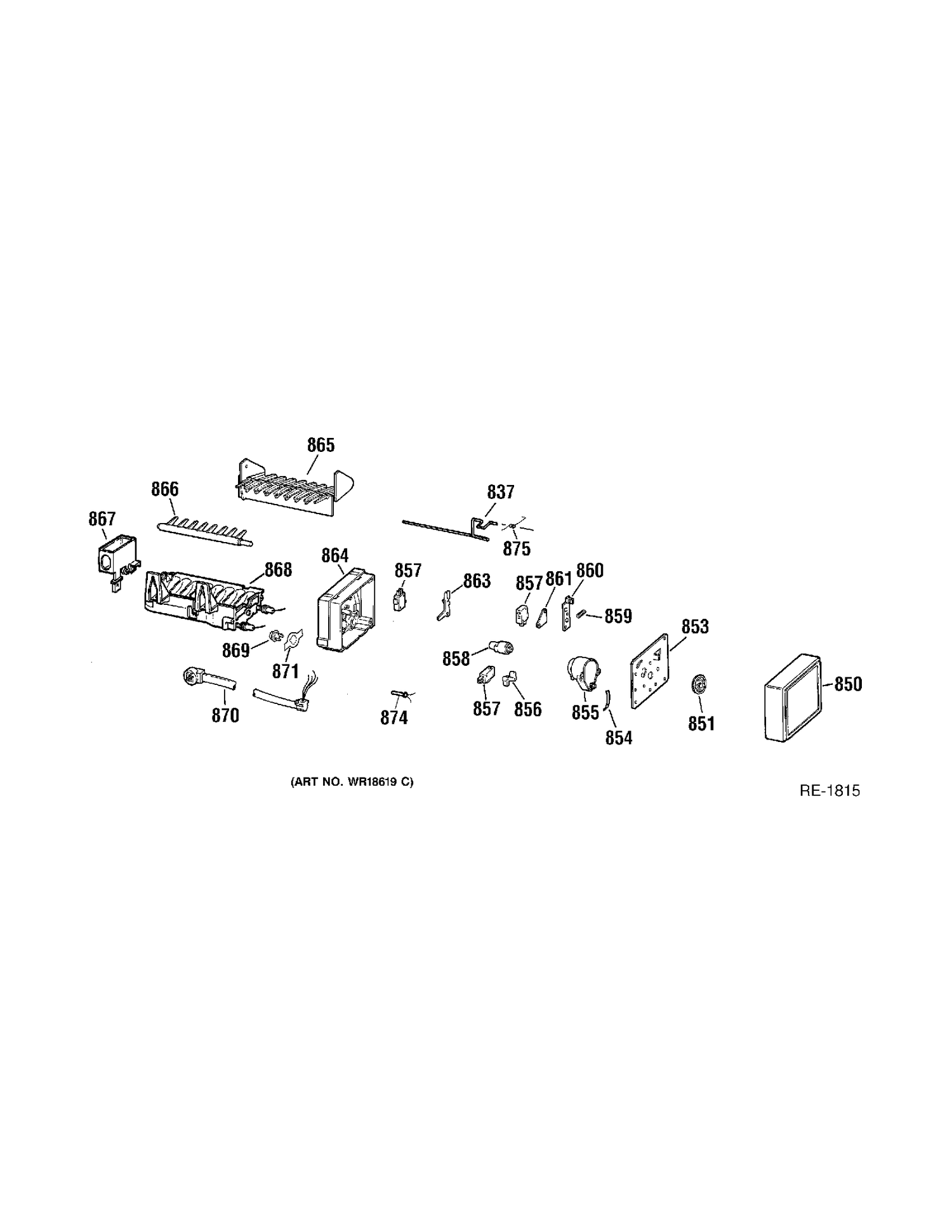 ICE MAKER Diagram and Parts List for TBX22PRBSRWW  General Electric Refrigerator