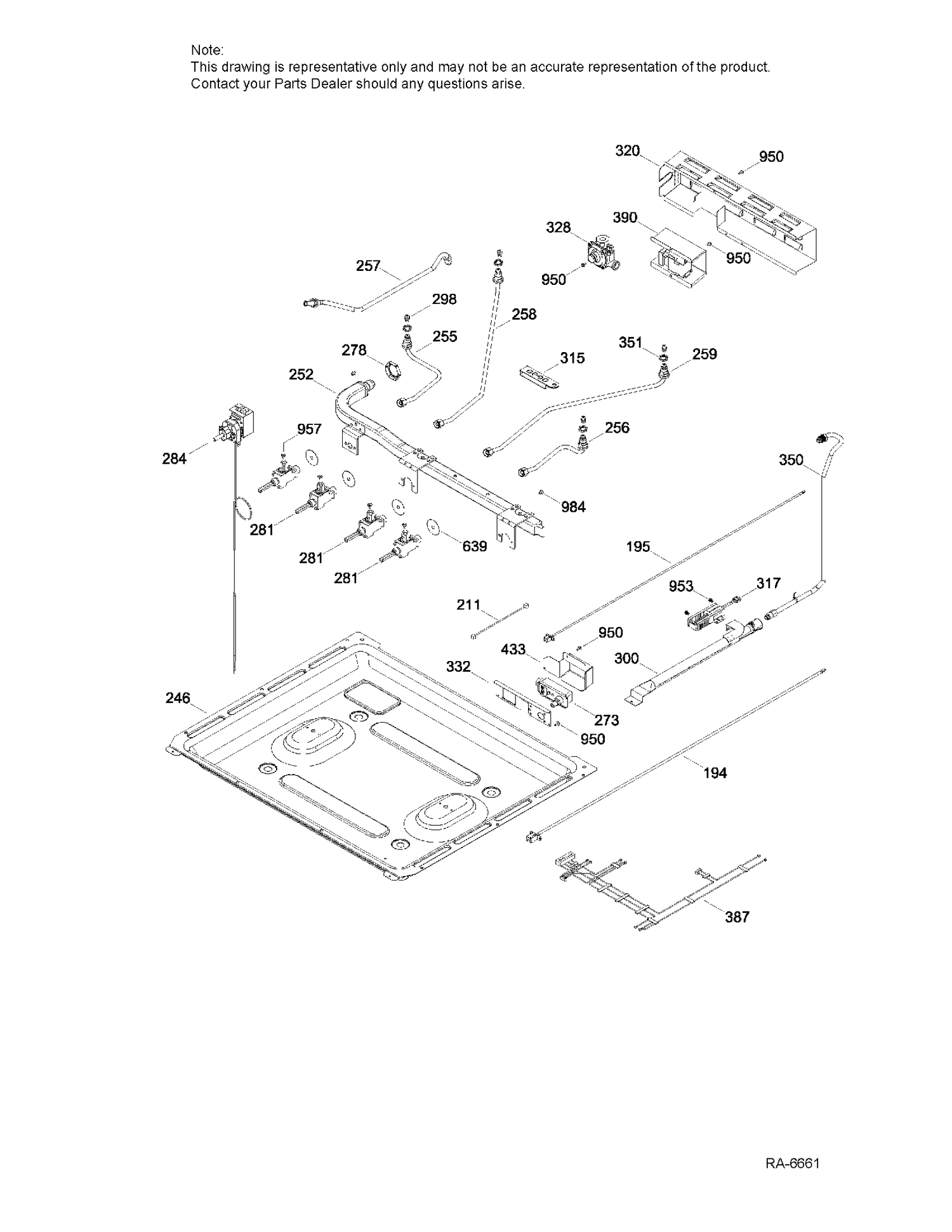 GAS SYSTEM & MANIFOLD PIPE Diagram and Parts List for JGAS730EL6WW  General Electric Range