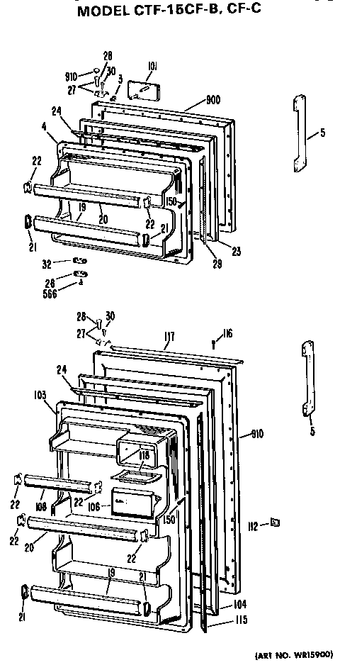 Doors Diagram and Parts List for CTF15CFC  Hotpoint Refrigerator