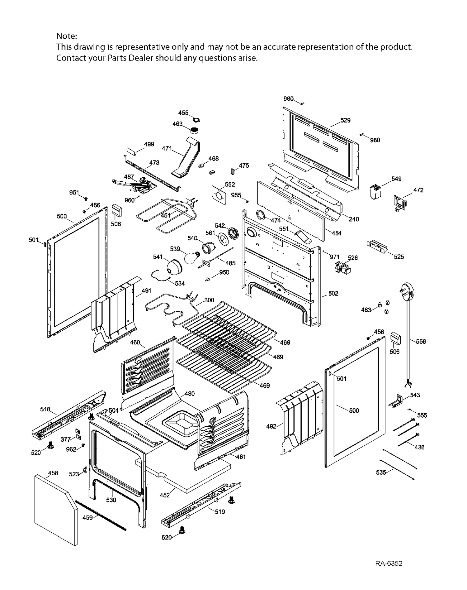 BODY PARTS Diagram and Parts List for JCB710SP2SS  General Electric Range