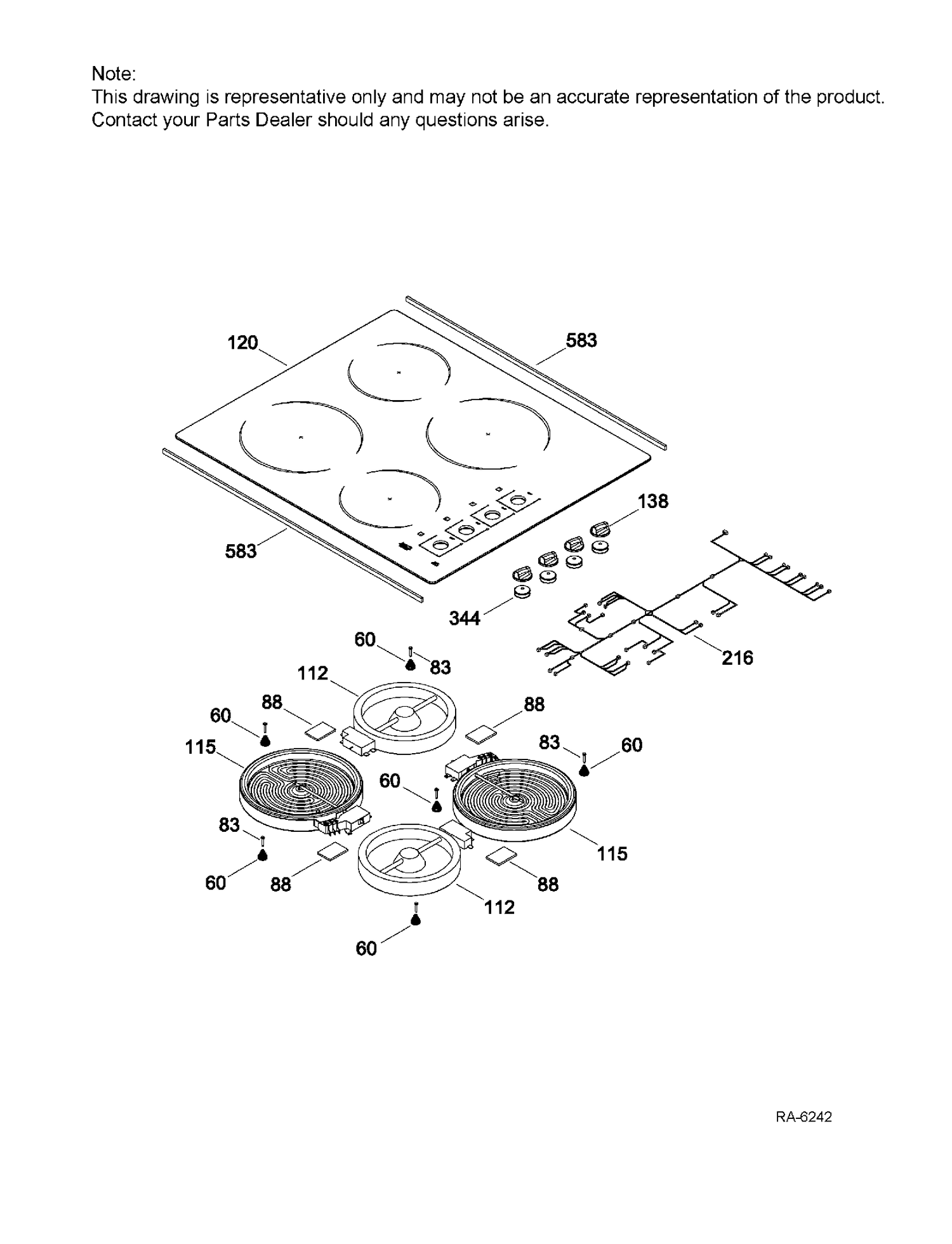 CONTROL PANEL & COOKTOP Diagram and Parts List for MCP2024DJ1BB  General Electric Range