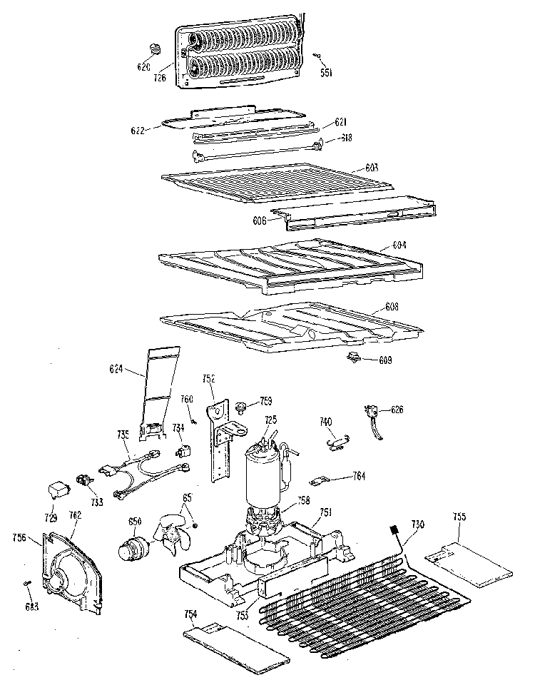 Unit Parts Diagram and Parts List for TBX18LKE  General Electric Refrigerator