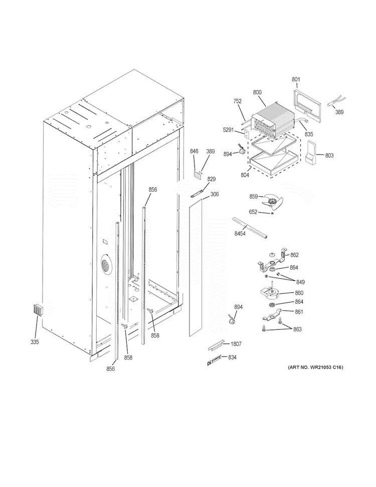 Freezer Section Diagram and Parts List for PSB48YSKBSS  General Electric Refrigerator
