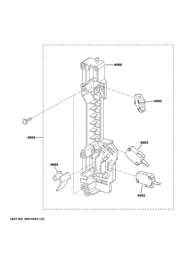 Latch Board Parts Diagram and Parts List for JVM6175BL5TS  General Electric Microwave