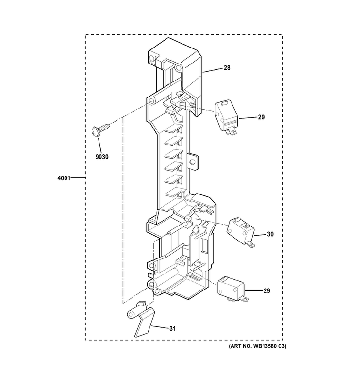 Latch Board Parts Diagram and Parts List for PVM9179SF2SS  General Electric Microwave