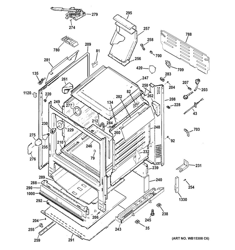 Body Parts Diagram and Parts List for JGB645DEK1BB  General Electric Range