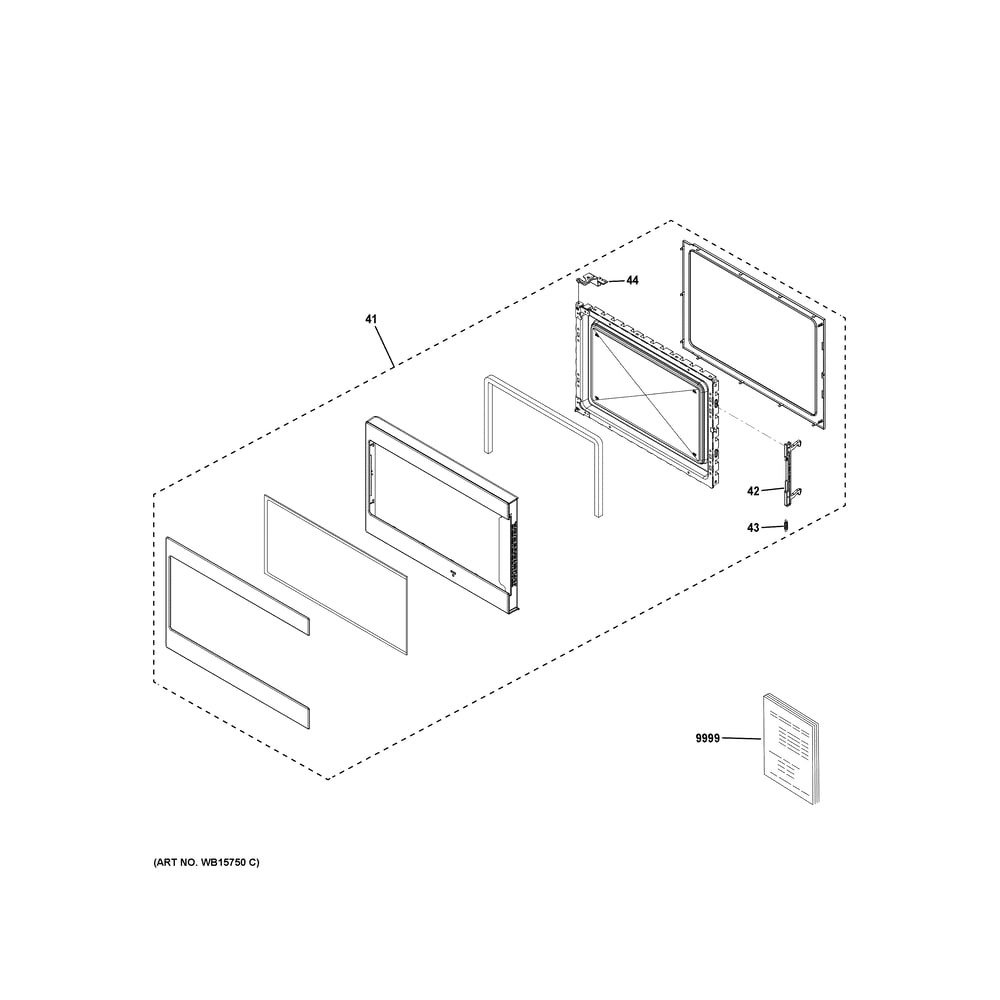 Door Parts Diagram and Parts List for CCWK15C1W1WM  General Electric Microwave