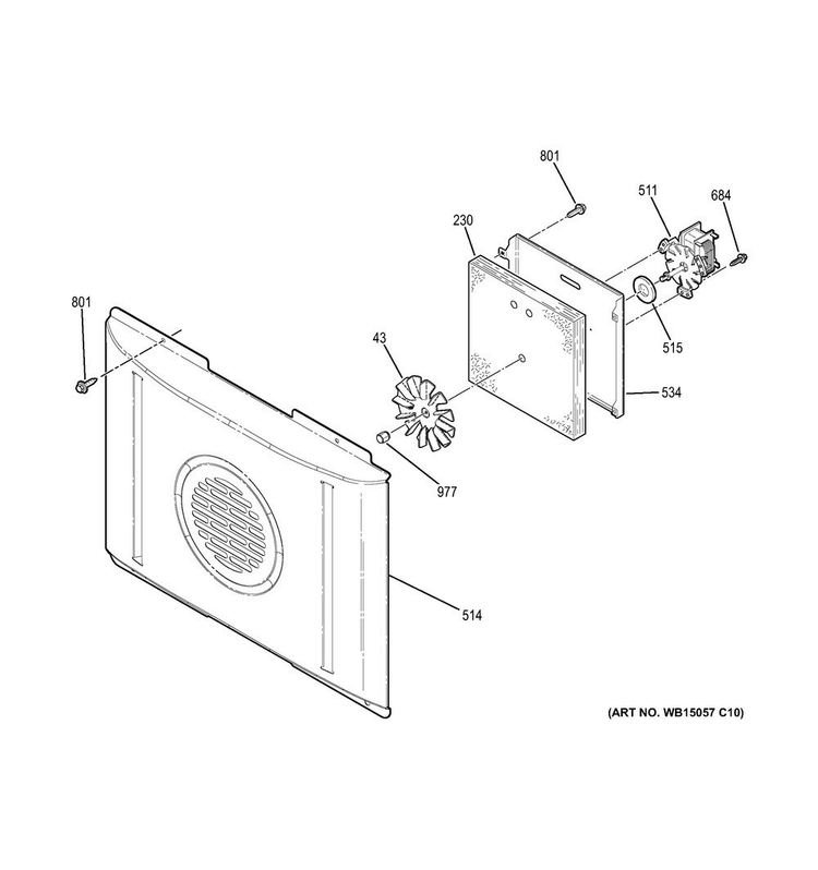 Convection Fan Diagram and Parts List for JB700DJ2BB  General Electric Range