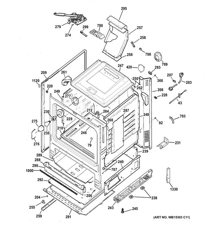 Body Parts Diagram and Parts List for JGB650SEF2SS  General Electric Range