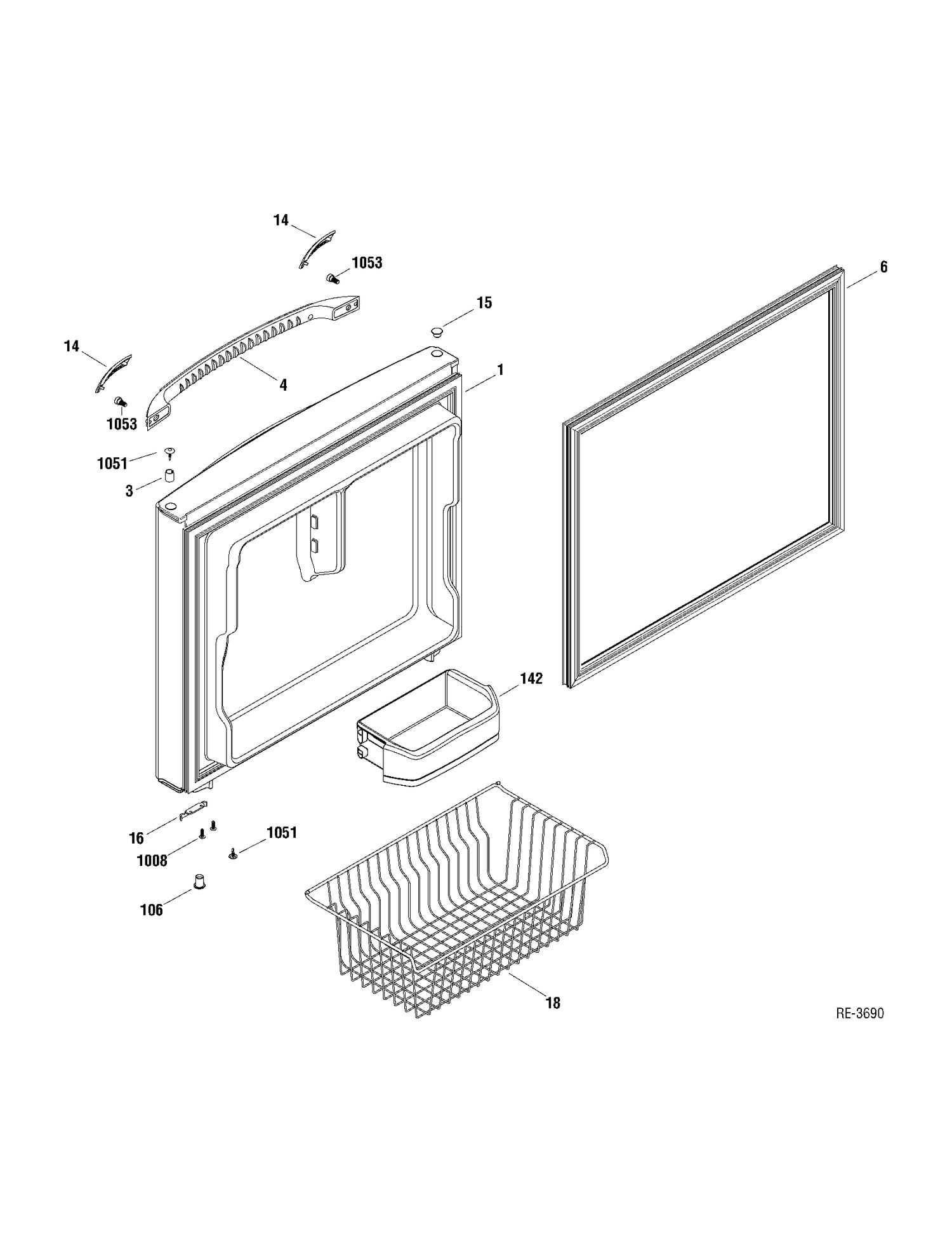 FZ DOOR Diagram and Parts List for GBRC0GAXARBB  General Electric Refrigerator