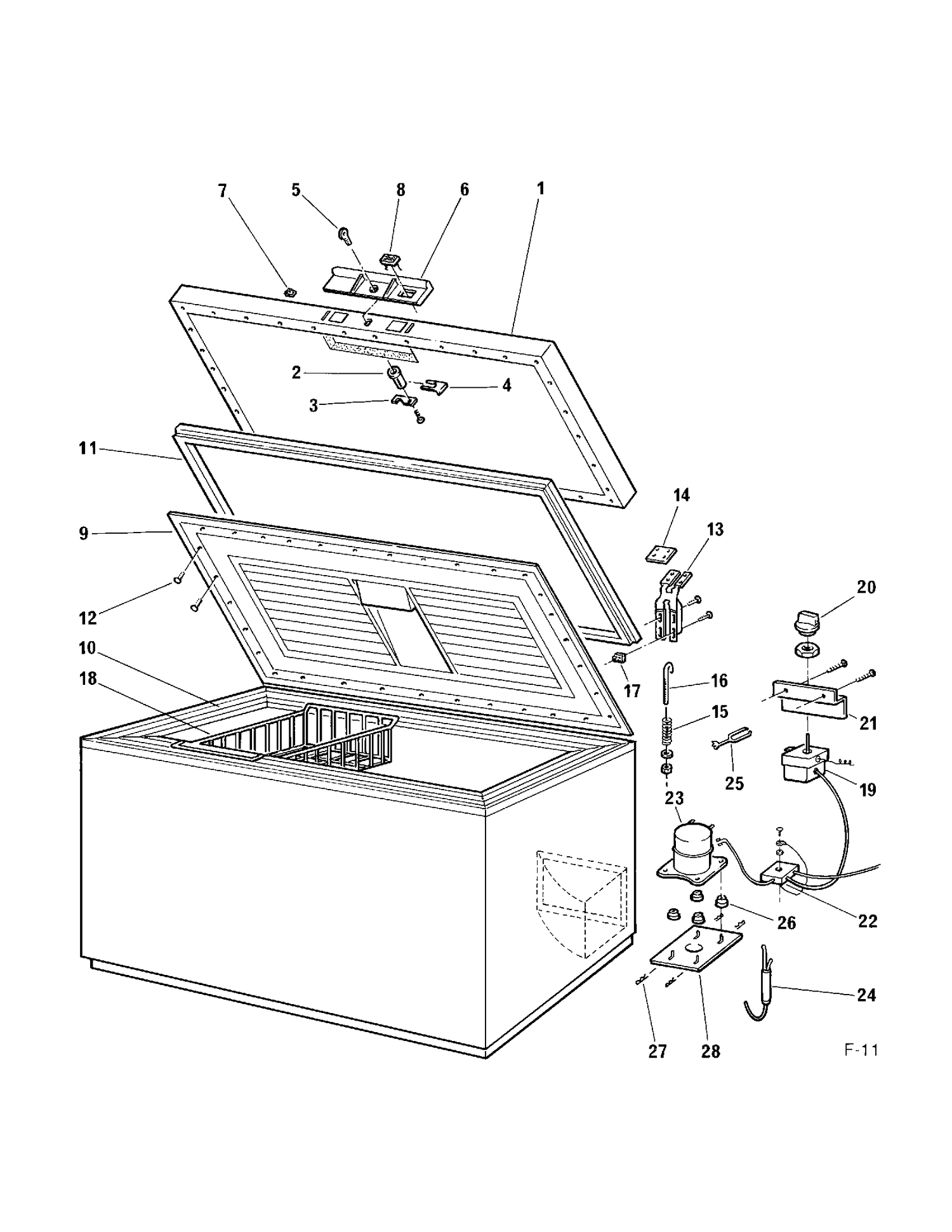 FREEZER Diagram and Parts List for 81010  General Electric Freezer
