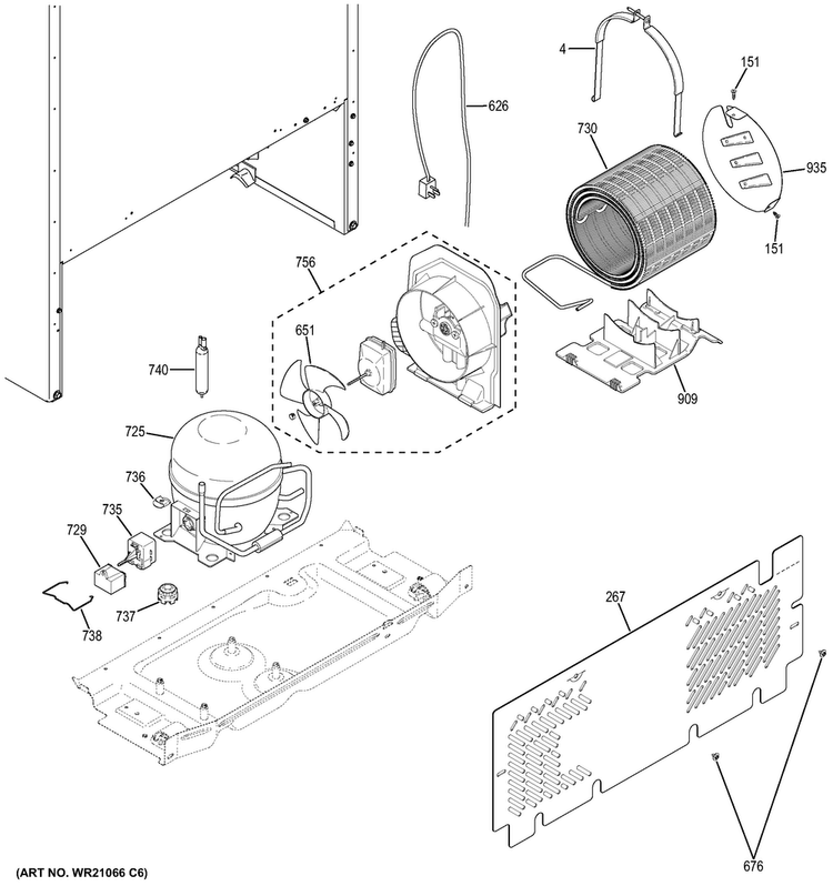 Machine Compartment Diagram and Parts List for GIE18ISHDRSS  General Electric Refrigerator