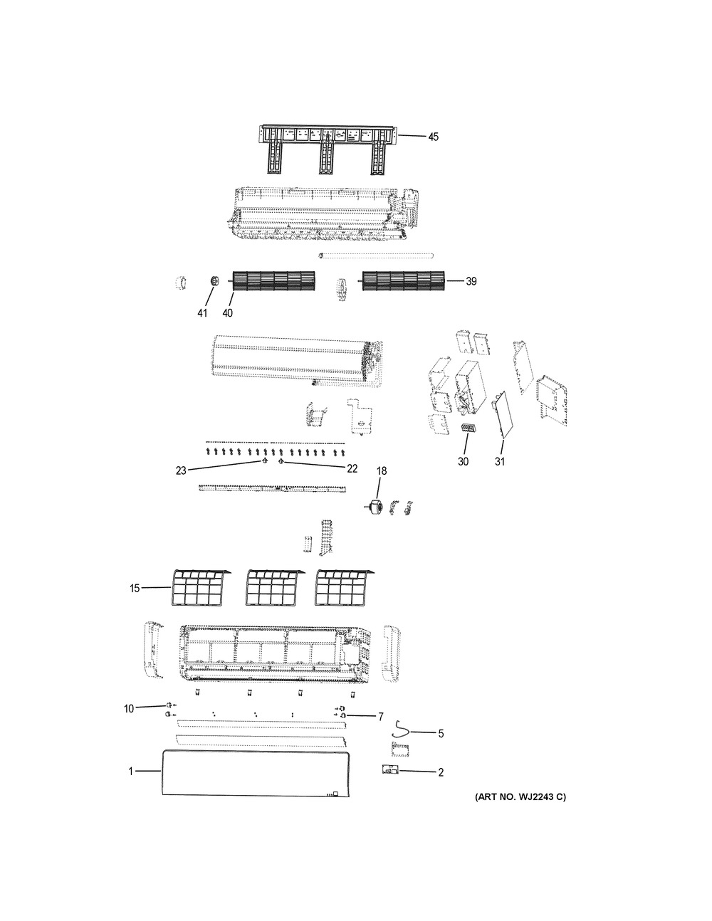 Optional Accessories Diagram and Parts List for AW36LP2VHA  General Electric Air Conditioner