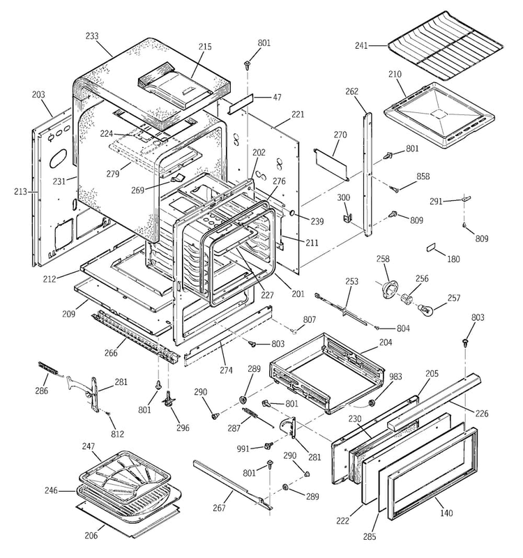 Body Parts Diagram and Parts List for JGRS14BEW3BB  General Electric Wall Oven