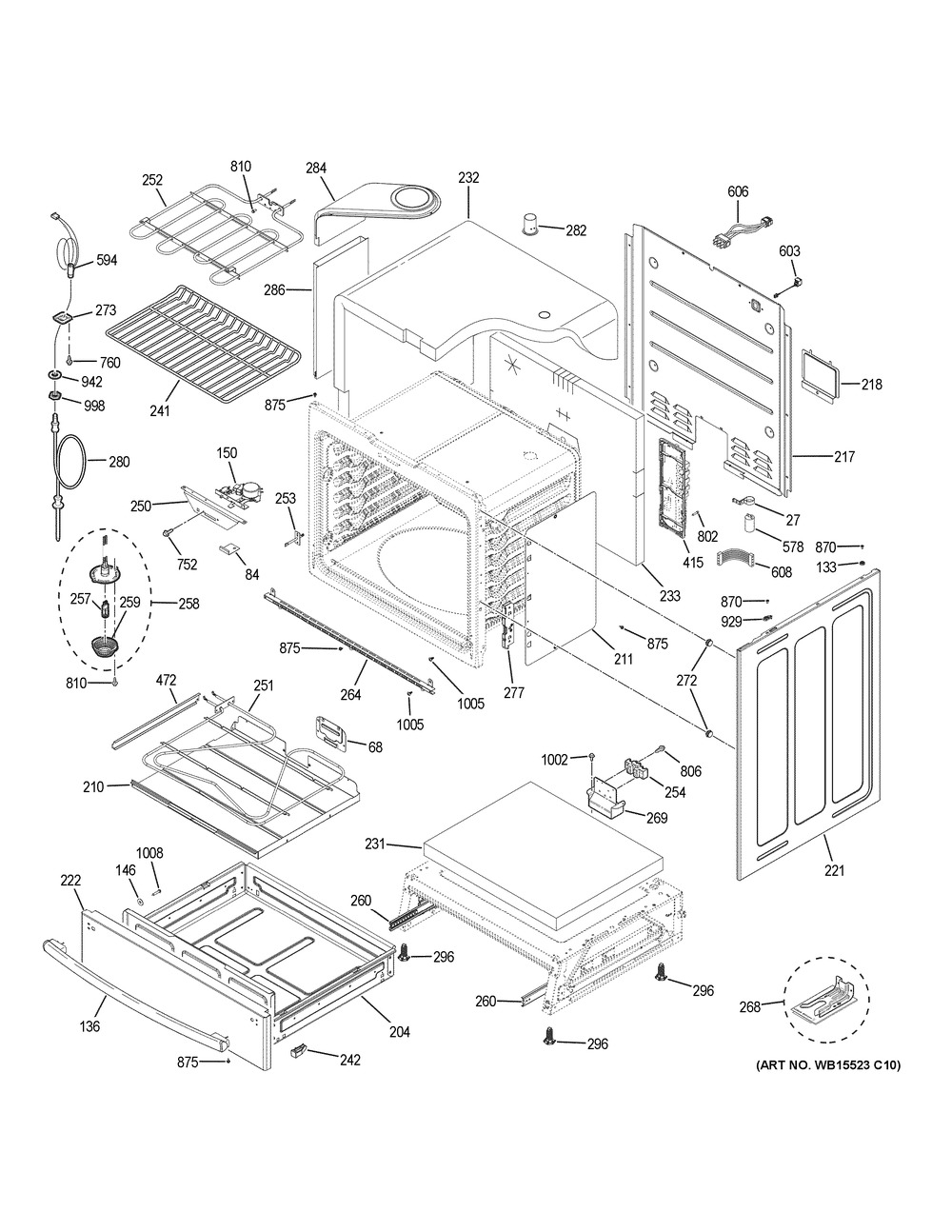 Body Parts Diagram and Parts List for PHS930BL2TS  General Electric Range