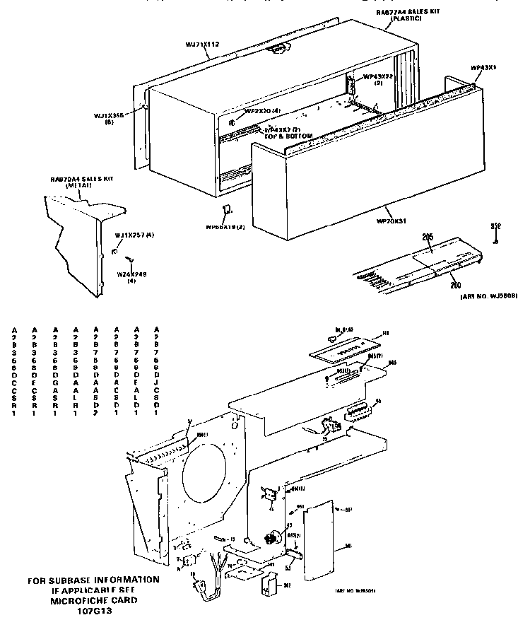 Cabinet Parts Diagram and Parts List for A2B768DAASD2  General Electric Air Conditioner