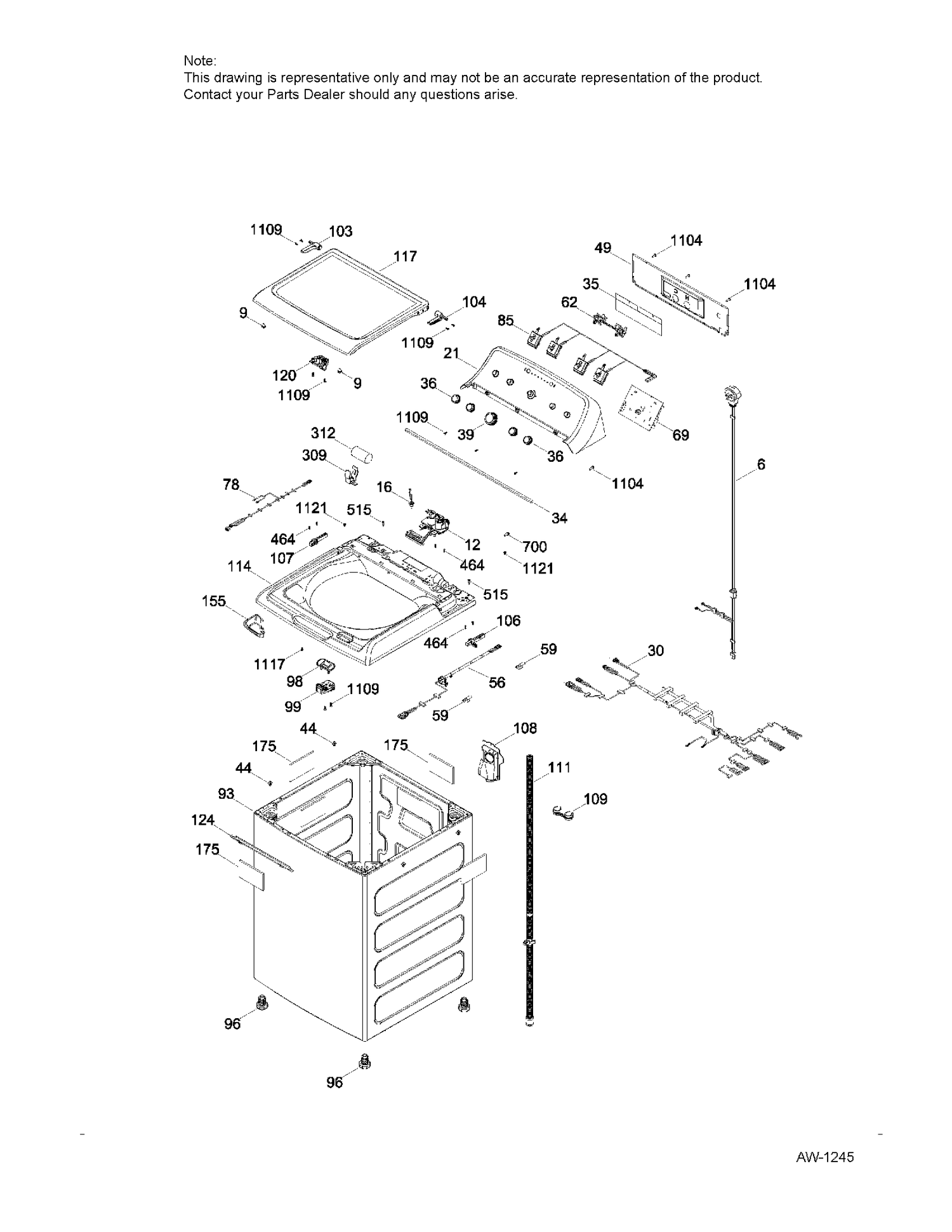 BACKSPLASH CABINET & COVER Diagram and Parts List for GTW485BMK0WS  General Electric Washer