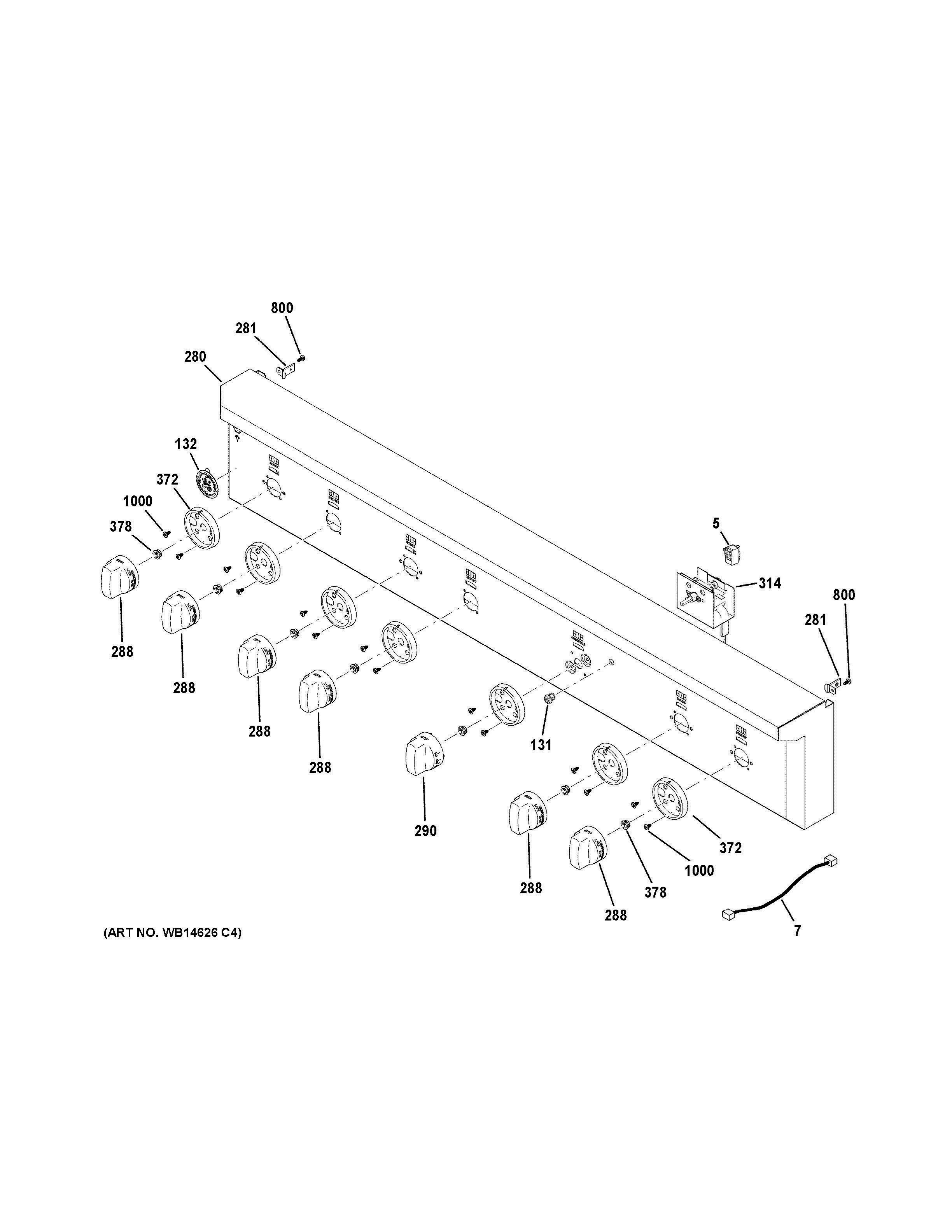 CONTROL PANEL Diagram and Parts List for CGU486SDL1SS  General Electric Range