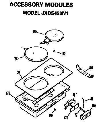 Accessory Modules Diagram and Parts List for JP370B9N1  General Electric Cooktop