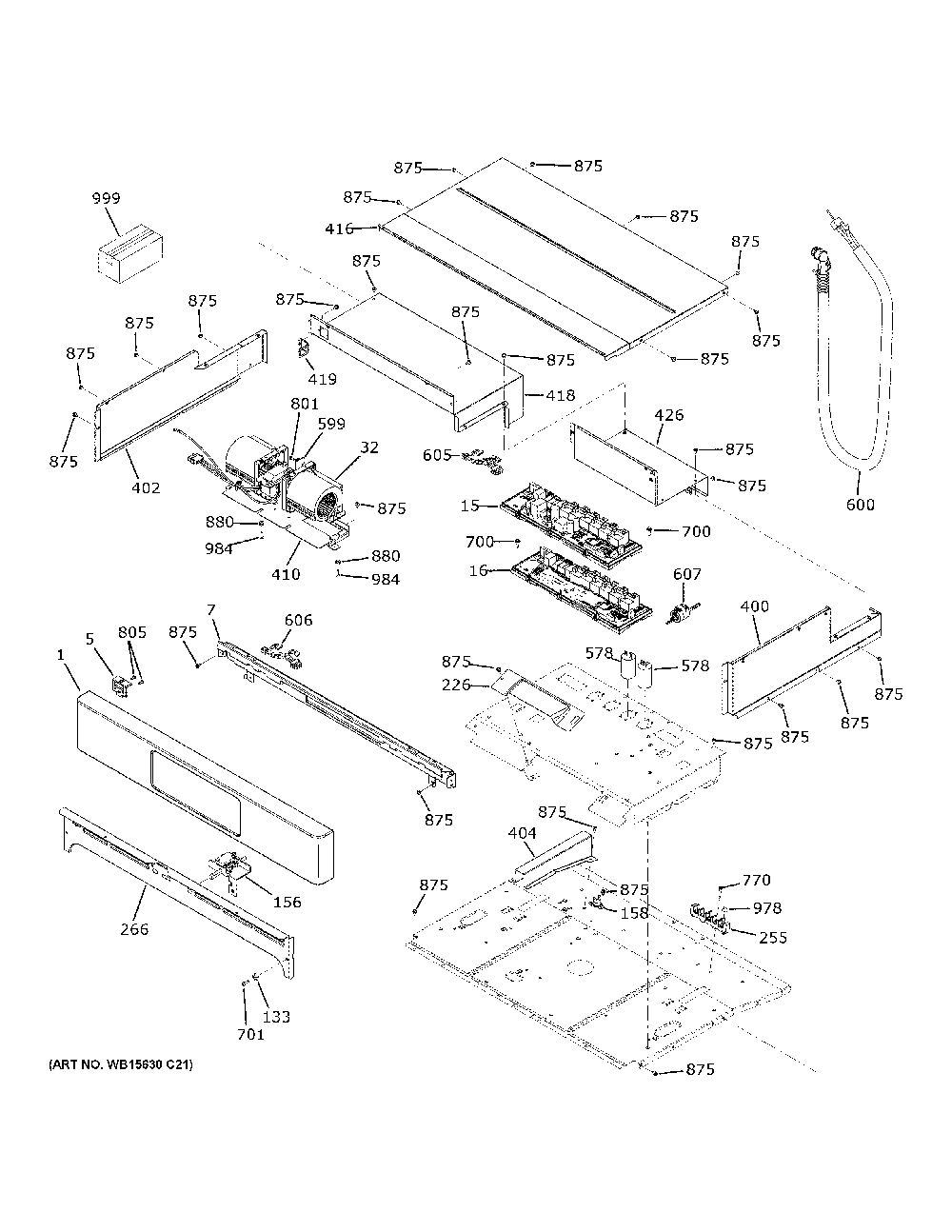 Control Panel Diagram and Parts List for CTD90FP3N2D1  General Electric Wall Oven