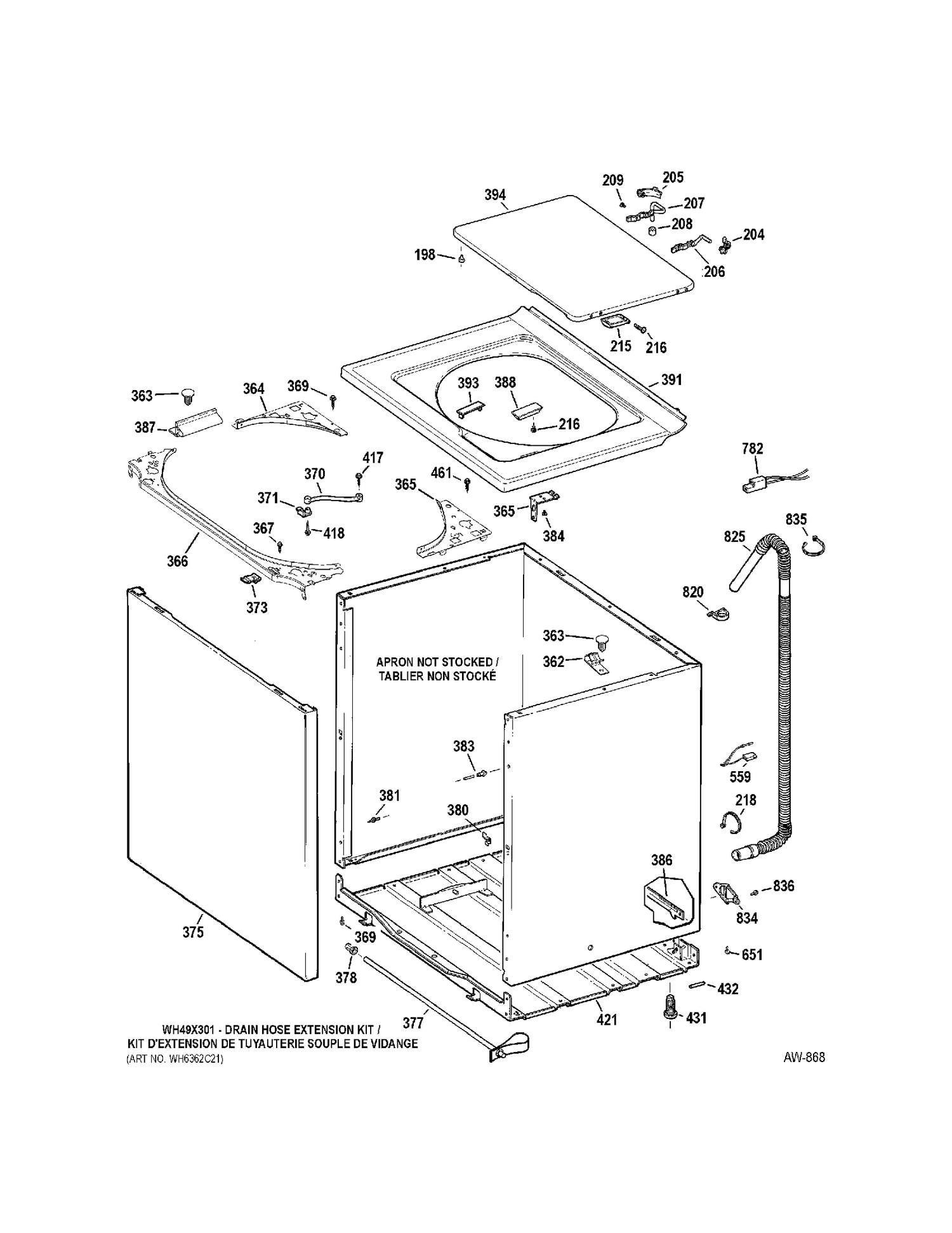 CABINET-TOP Diagram and Parts List for GVSR1060H8WW  General Electric Washer