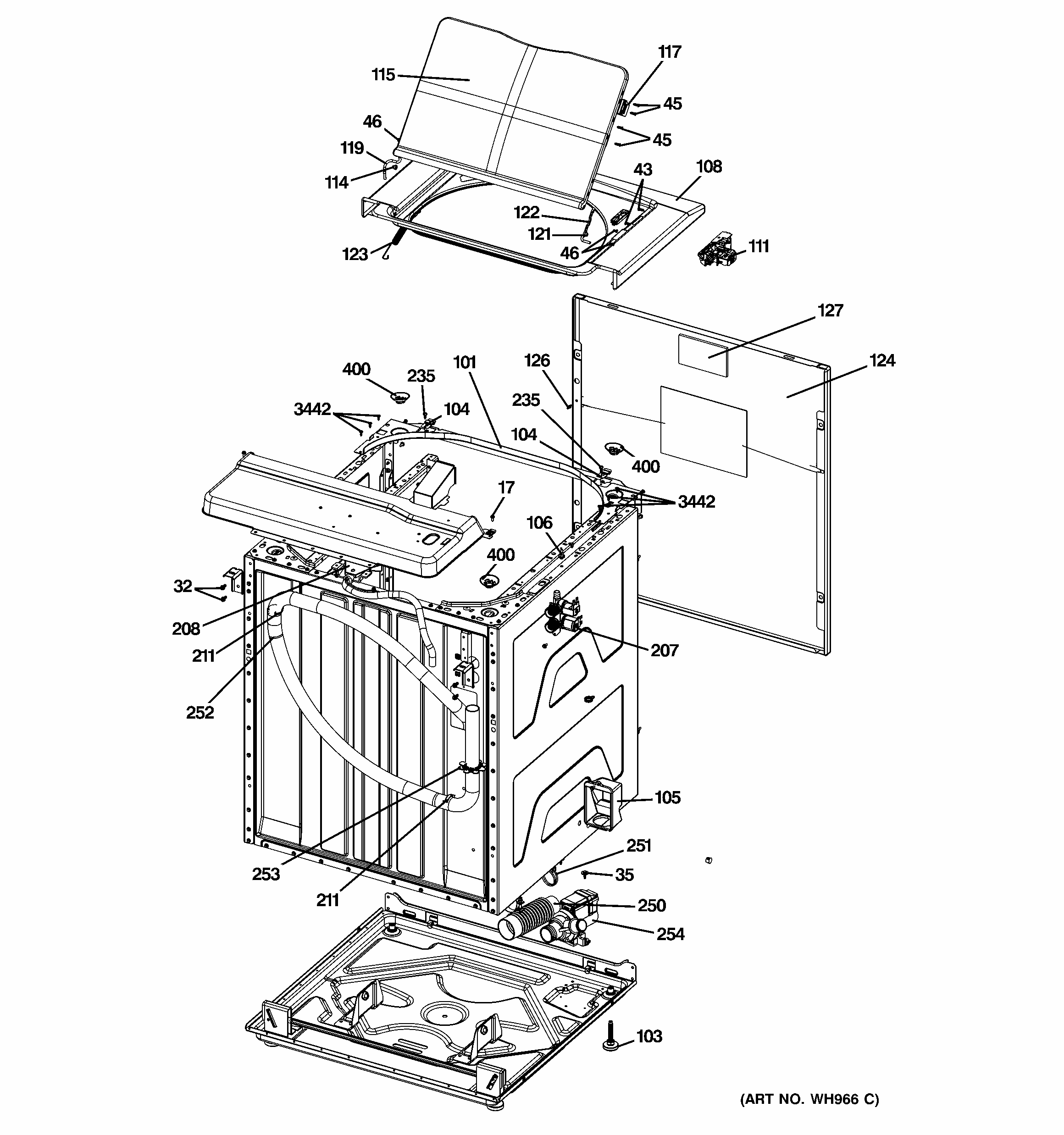 Cabinet 6 Diagram and Parts List for 36371542211  Kenmore Washer Dryer Combo