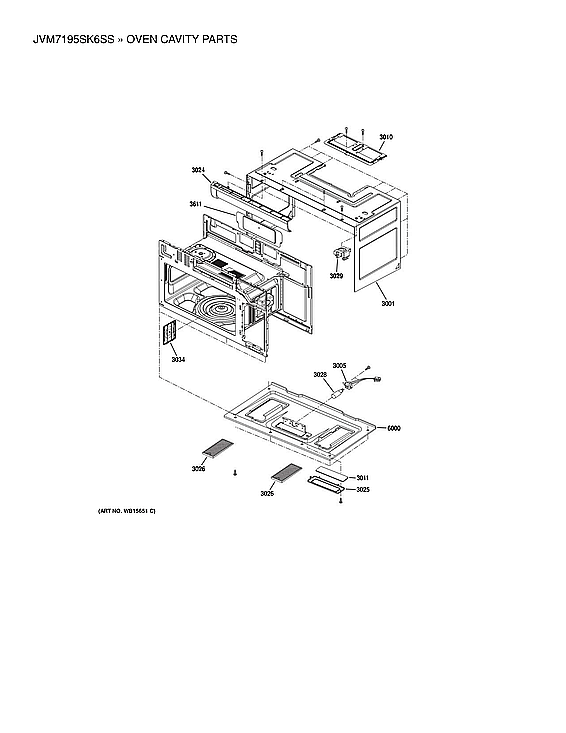 Oven Cavity Parts Diagram and Parts List for JVM7195SK6SS  General Electric Microwave