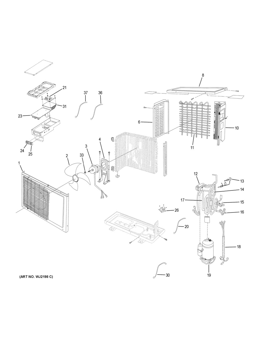 Room Air Conditioner Diagram and Parts List for 1U18LC2VHA  General Electric Air Conditioner