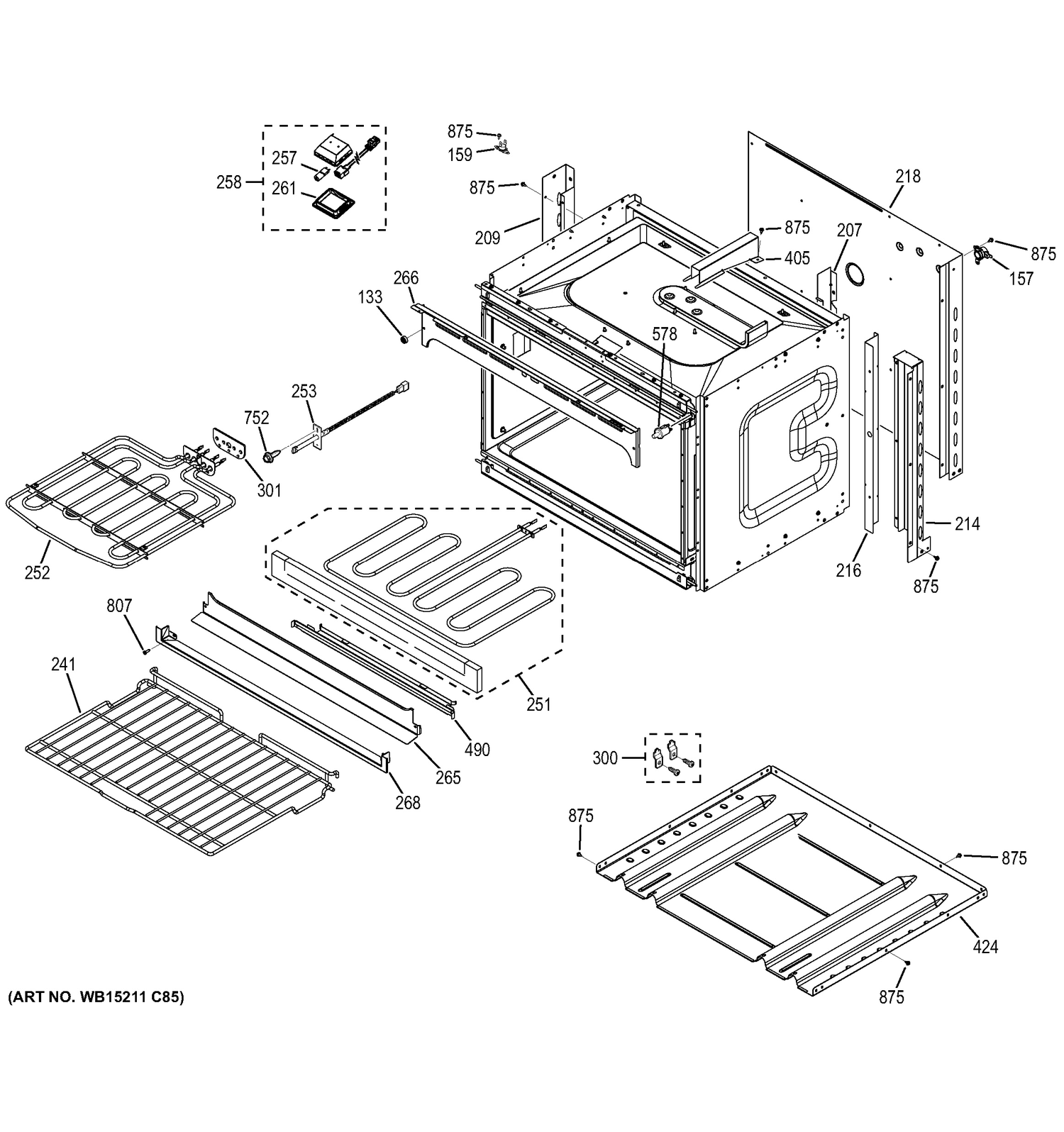 LOWER OVEN Diagram and Parts List for JK3500DF4WW  General Electric Wall Oven