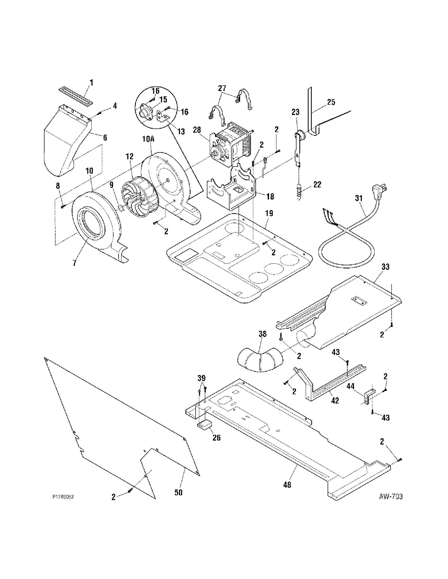 MOTOR & BLOWER Diagram and Parts List for WSM27THAWWW  General Electric Washer