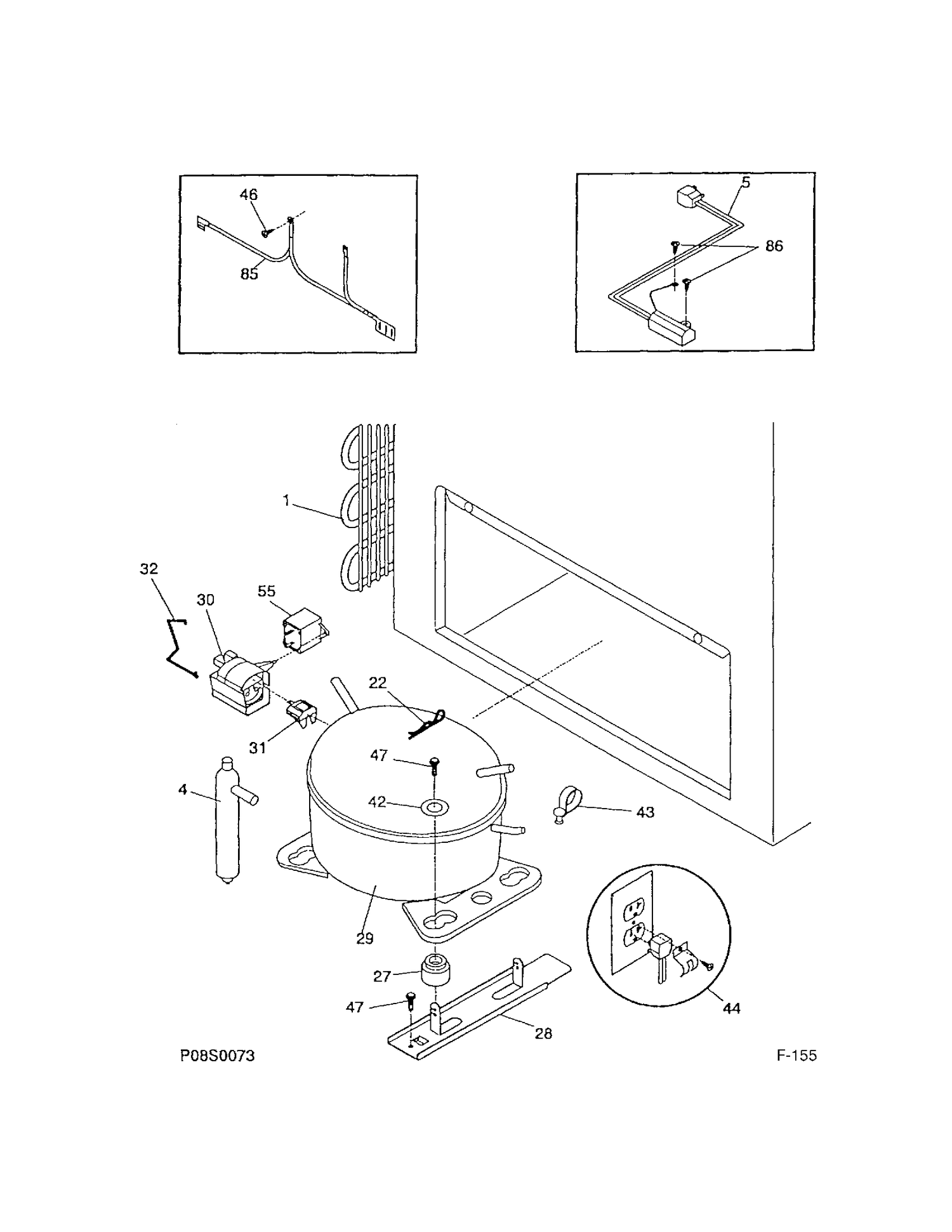 SYSTEM Diagram and Parts List for 81310  General Electric Freezer