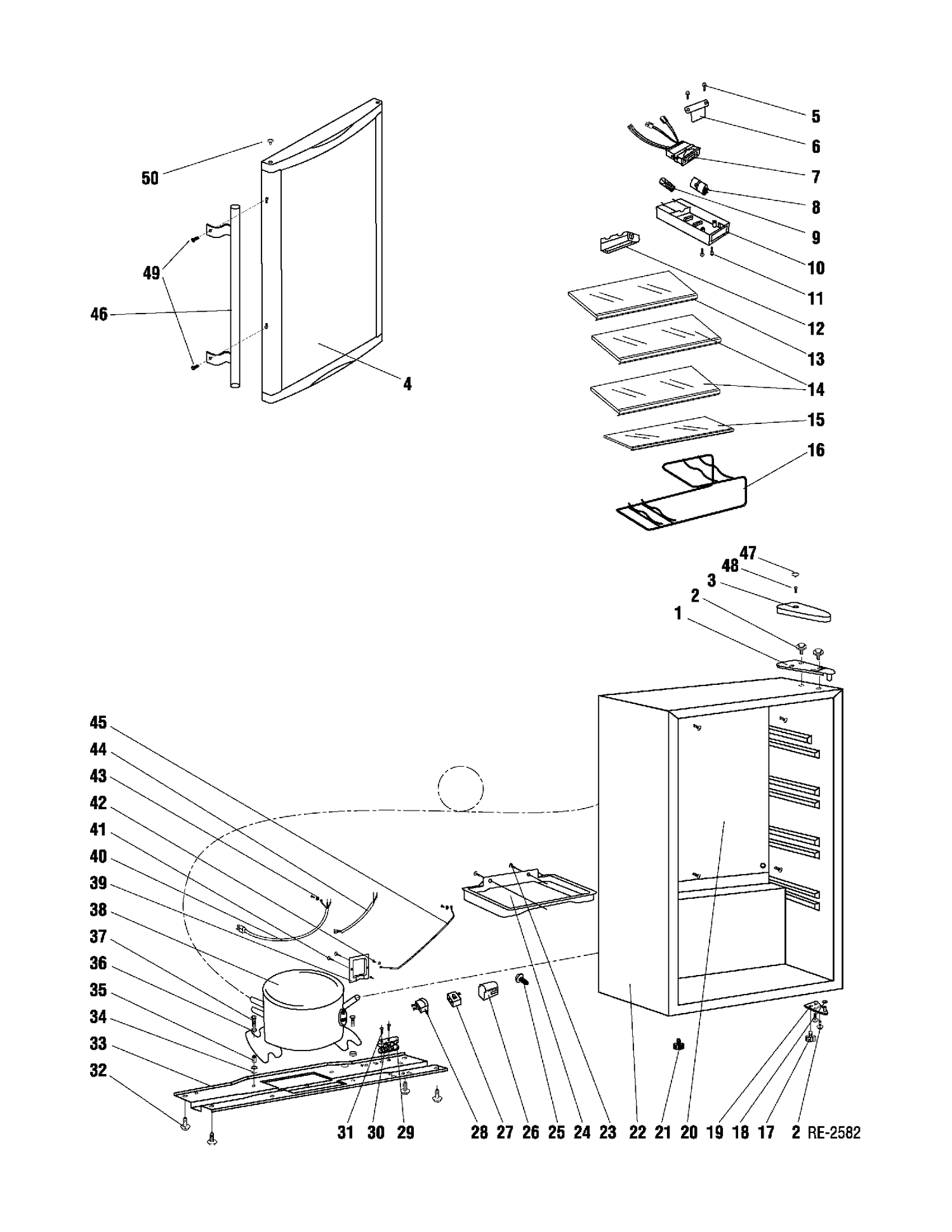 BAR REFRIGERATOR Diagram and Parts List for GCS04GATSAC  General Electric Refrigerator