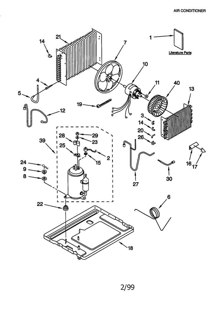 Unit Diagram and Parts List for AEQ072XH0  General Electric Air Conditioner
