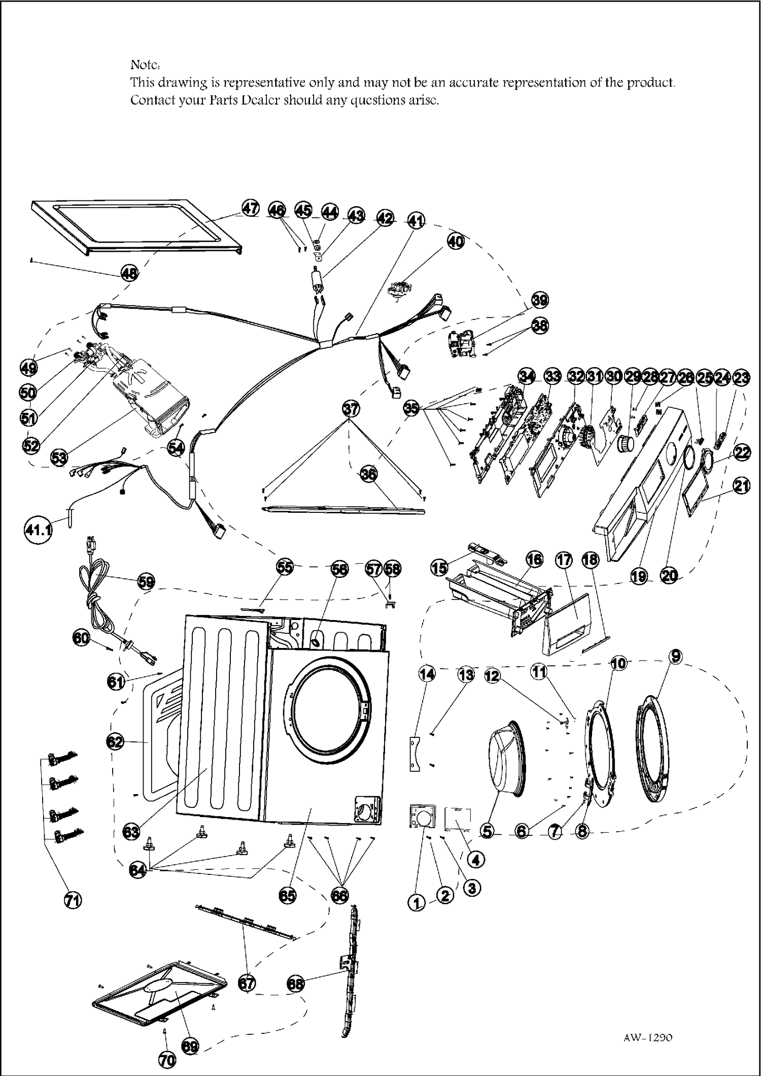 CABINET Diagram and Parts List for HLC1700AXS  General Electric Washer