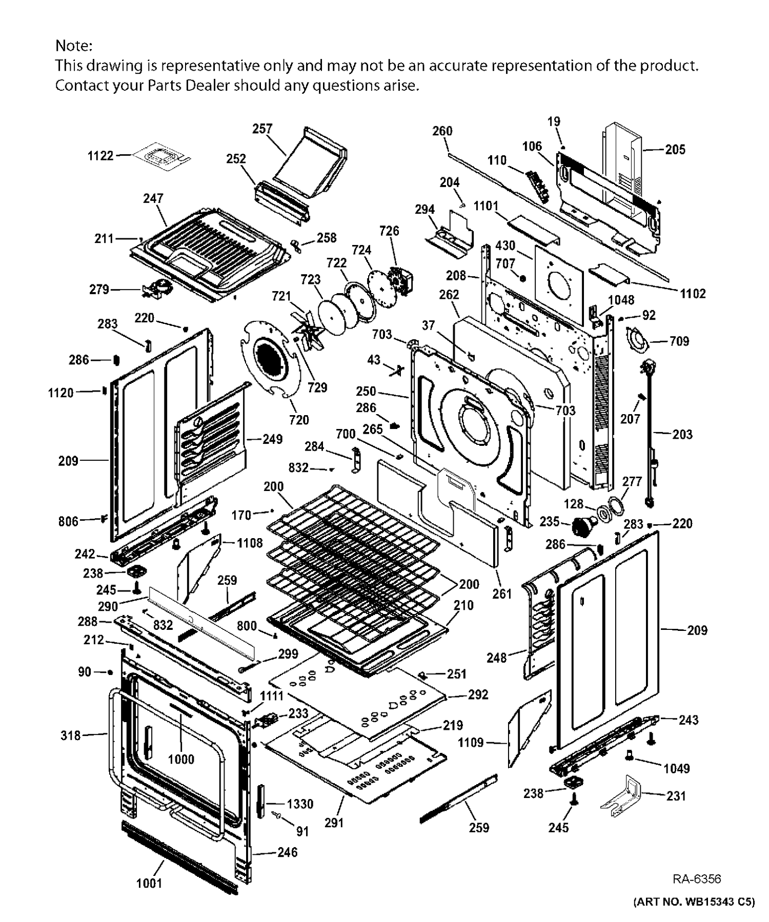 BODY PARTS Diagram and Parts List for JCGS750SEF5SS  General Electric Range