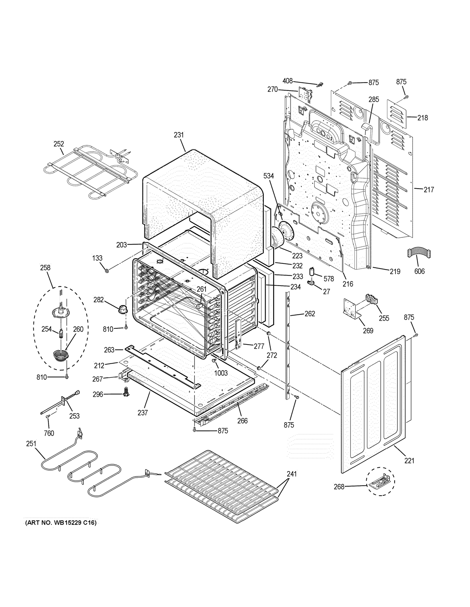 LOWER OVEN Diagram and Parts List for JB860BJ5TS  General Electric Range